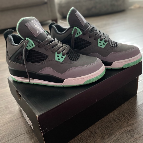 Jordan Retro 4 gray/green (green glow) - Picture 4 of 6